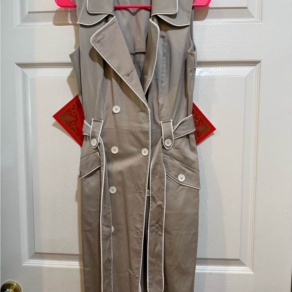 Calvin Klein Tan Sleeveless Trench Dress